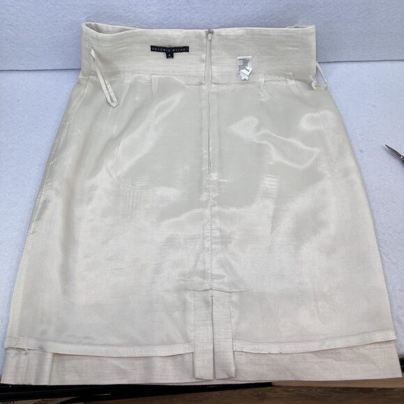 Antonio Melani linen blend lined cream pencil skirt womens size 8 - Picture 6 of 9